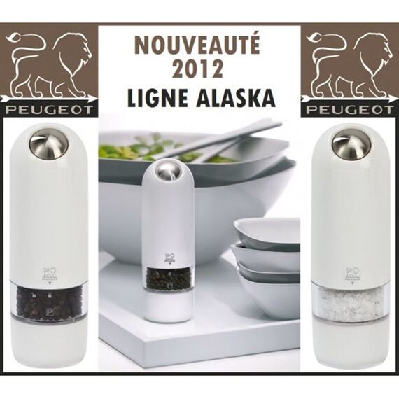 Набор электрических мельниц для соли и перца 17см, белый, ALASKA PEUGEOT, Франция, изображение 2